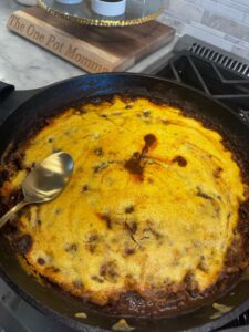 One-Skillet Chili and Cornbread Bake