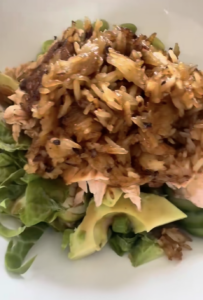 Crispy Rice with Salmon and Asian-Inspired Salad