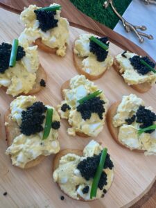 Egg Salad Caviar Crostinis