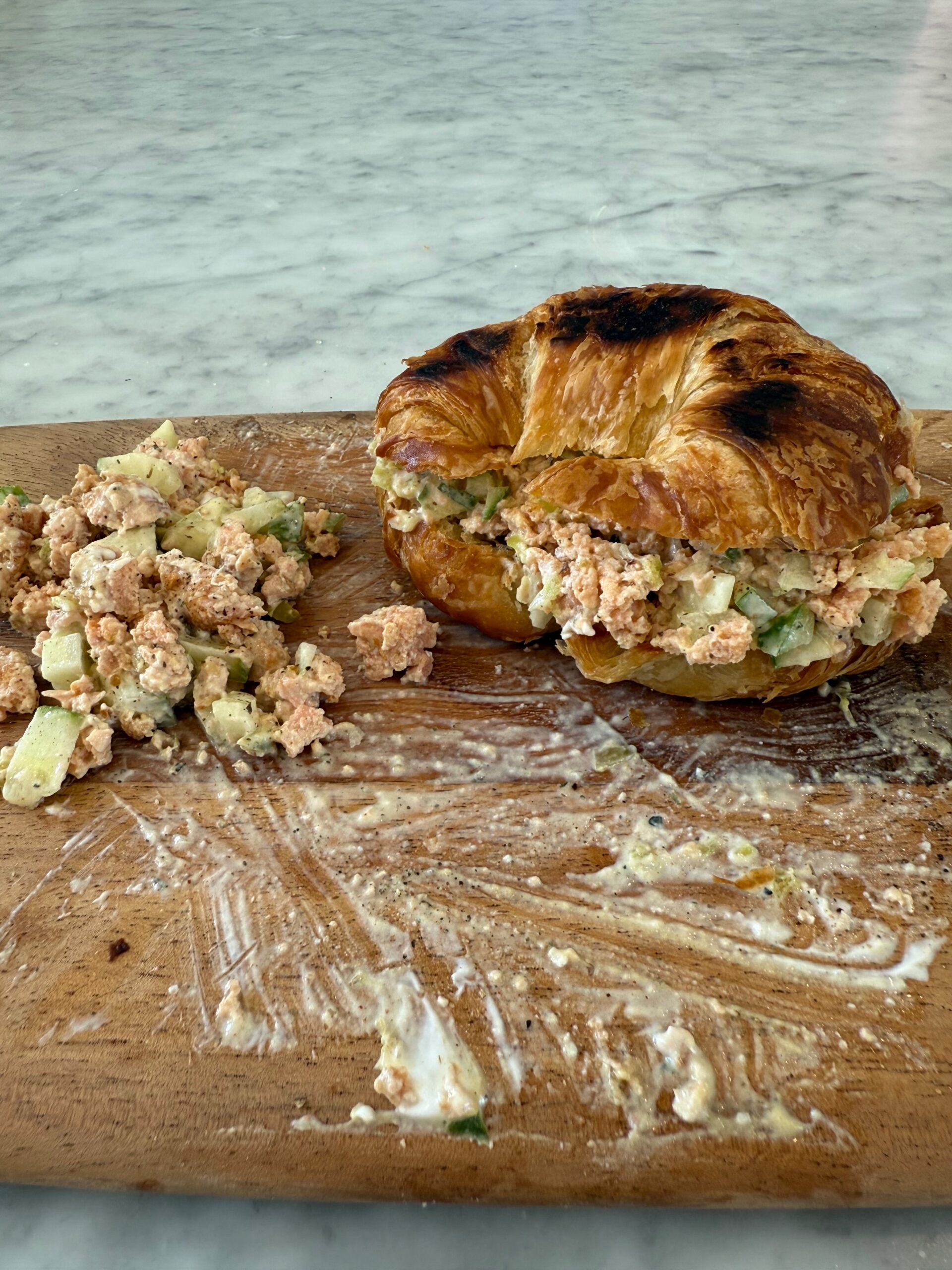 Salmon Burger Croissant Sandwich