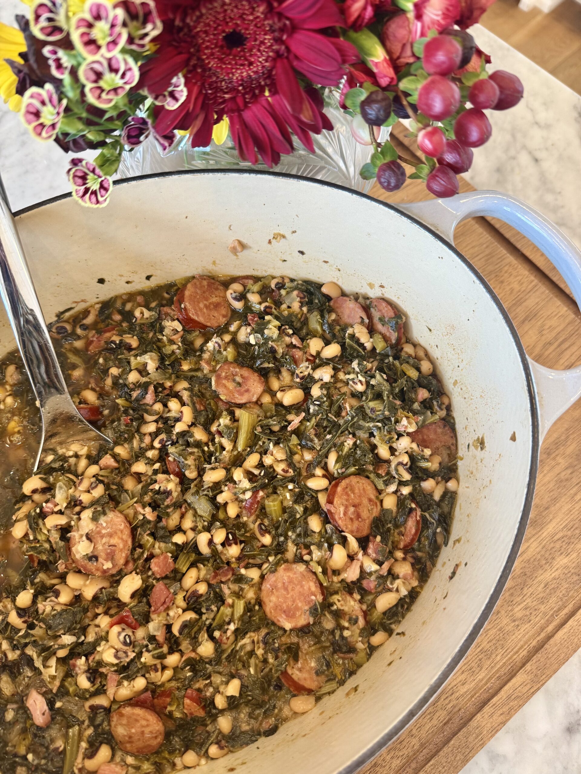 One-Pot Sausage, Collard Greens & Black-Eyed Peas