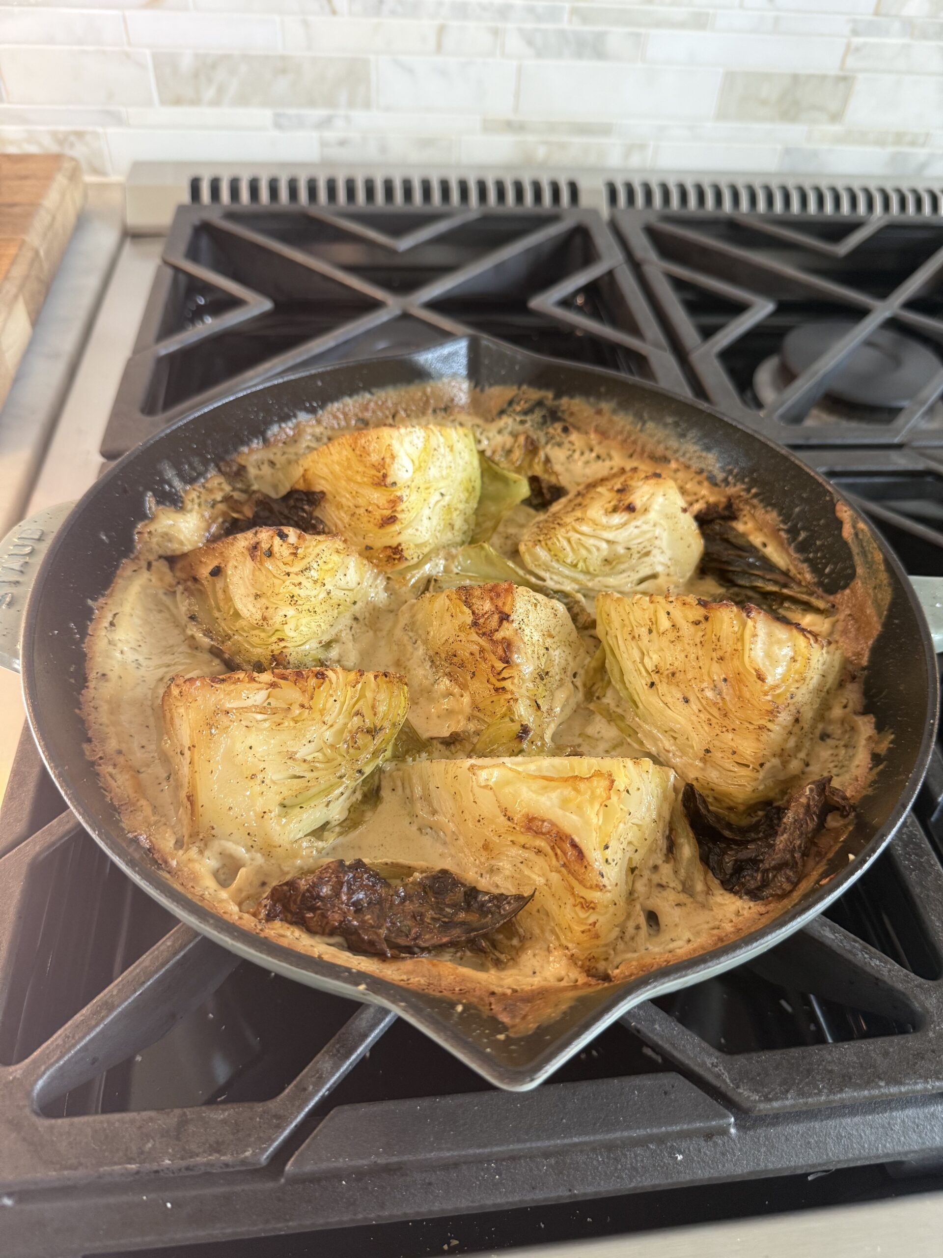 Boursin Parmesan Roasted Cabbage Wedges