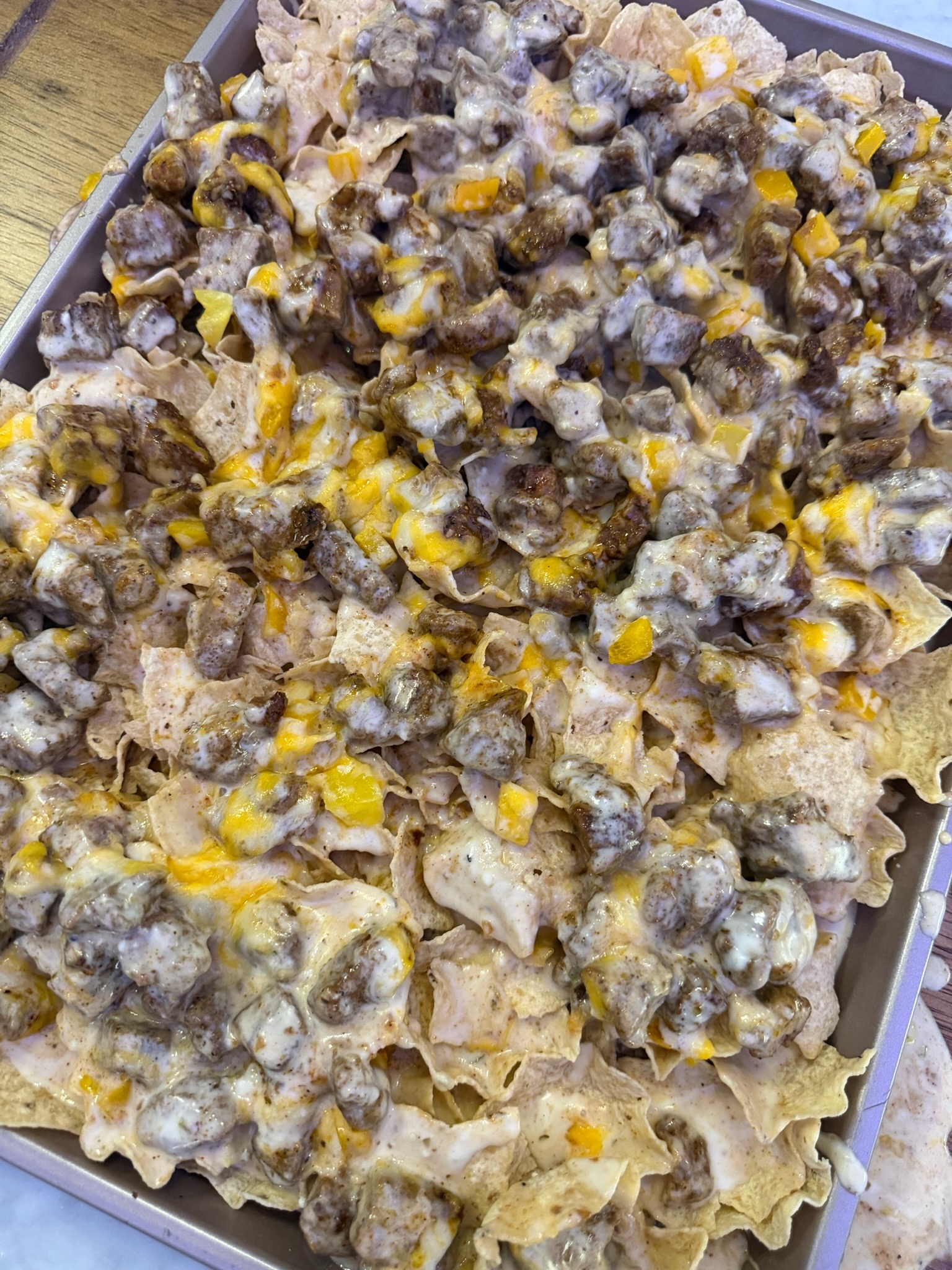 Sheet Pan Queso Nachos