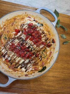 Pan-Fried Chicken Bruschetta Pasta