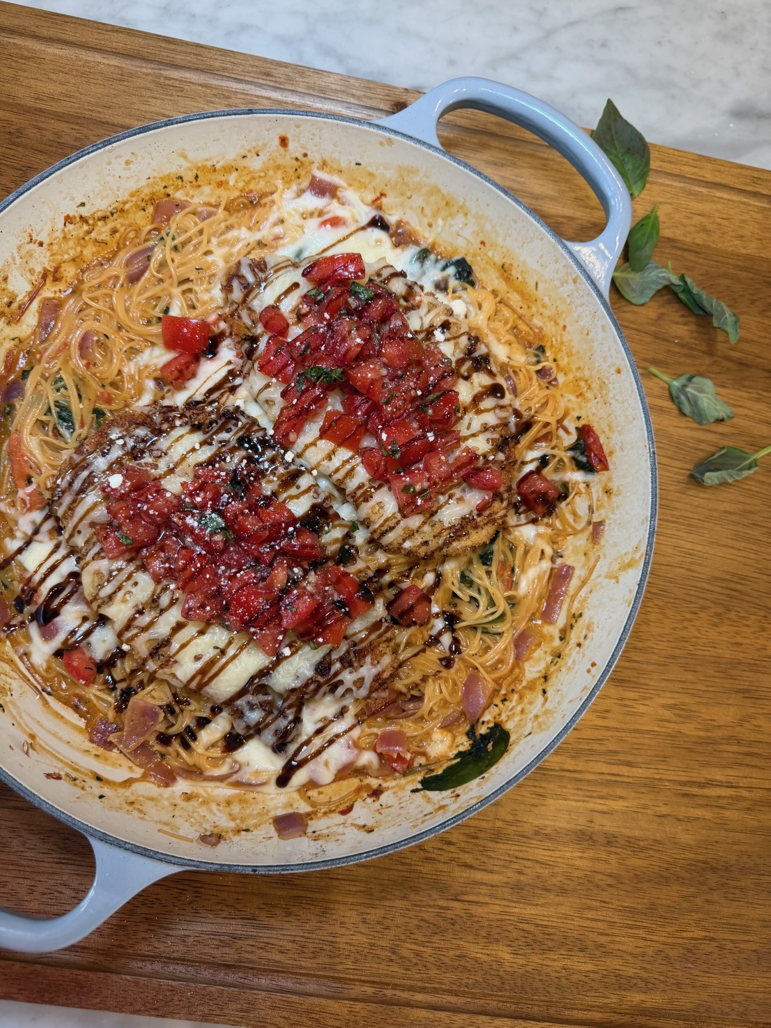 Pan-Fried Chicken Bruschetta Pasta