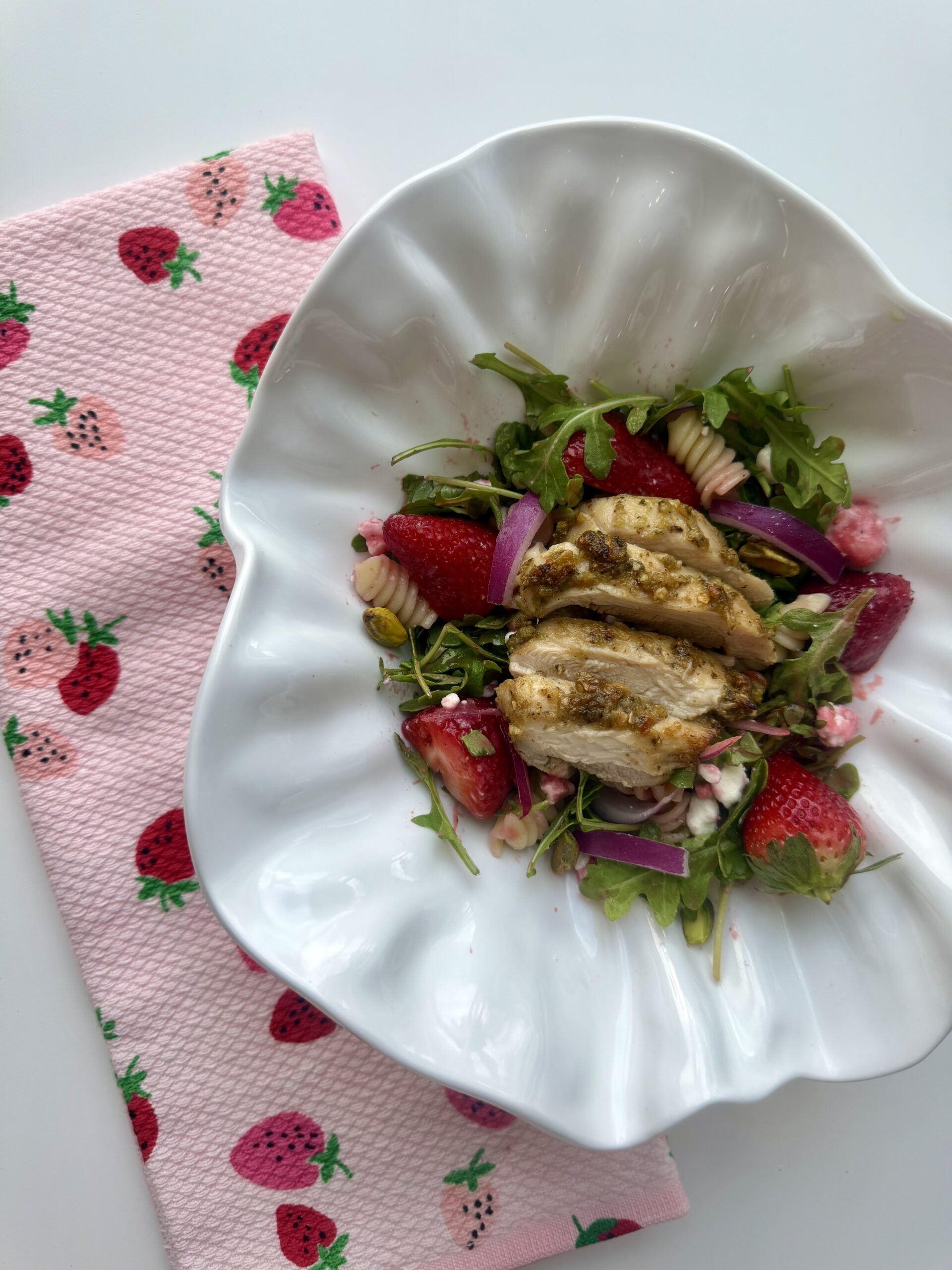 Strawberry Pasta Salad with Pesto Chicken
