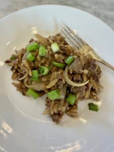 One Pan Hamburger Steak and Orzo
