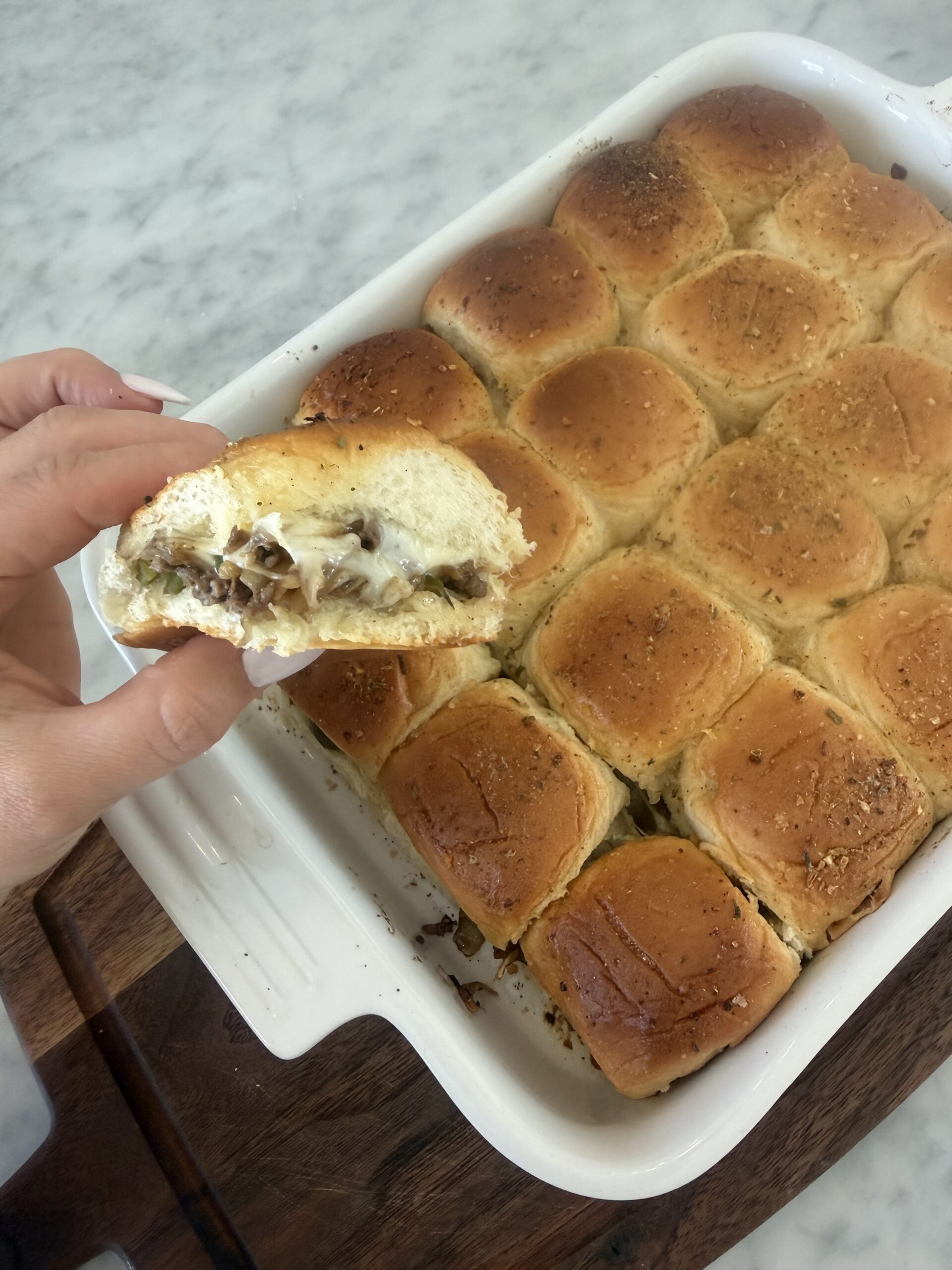 One-Pan Philly Cheesesteak Sliders