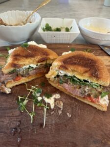 Caramelized Onion Steak and Garlic Aioli Sandwich